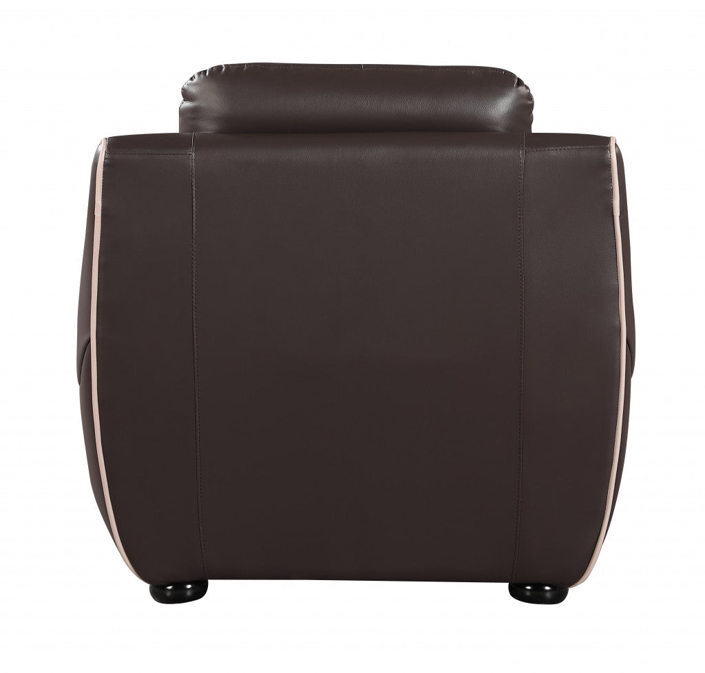 49" Brown Tufted Leather Match Club Chair