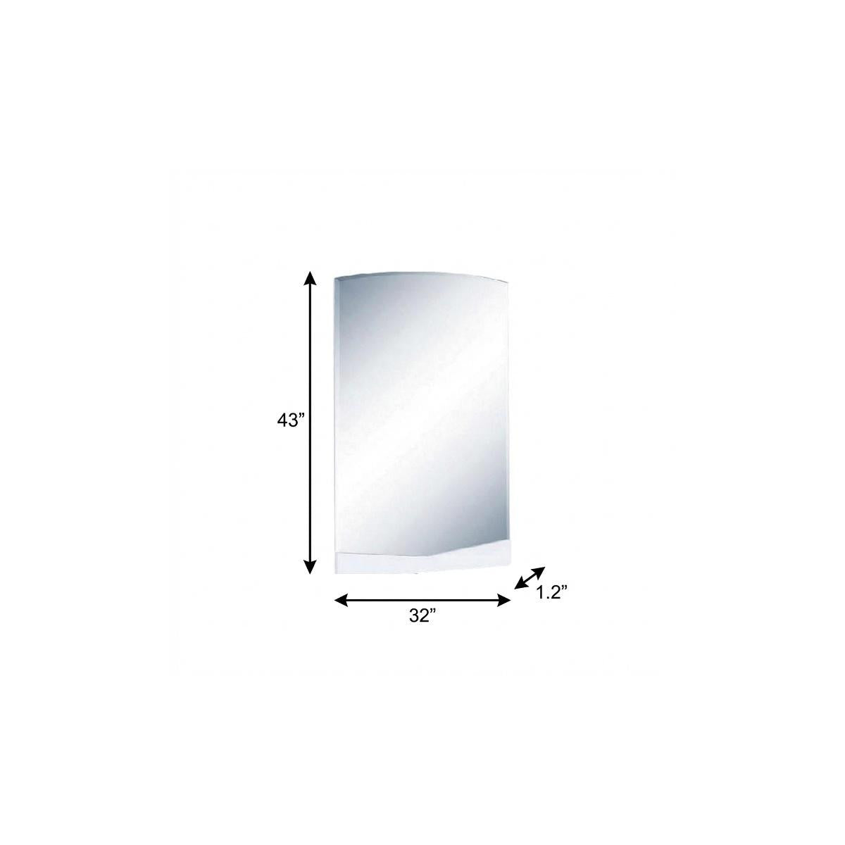 43" White Dresser Mount Frameless Bathroom Vanity Mirror