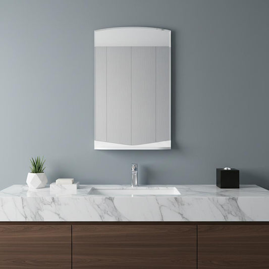 43" White Dresser Mount Frameless Bathroom Vanity Mirror
