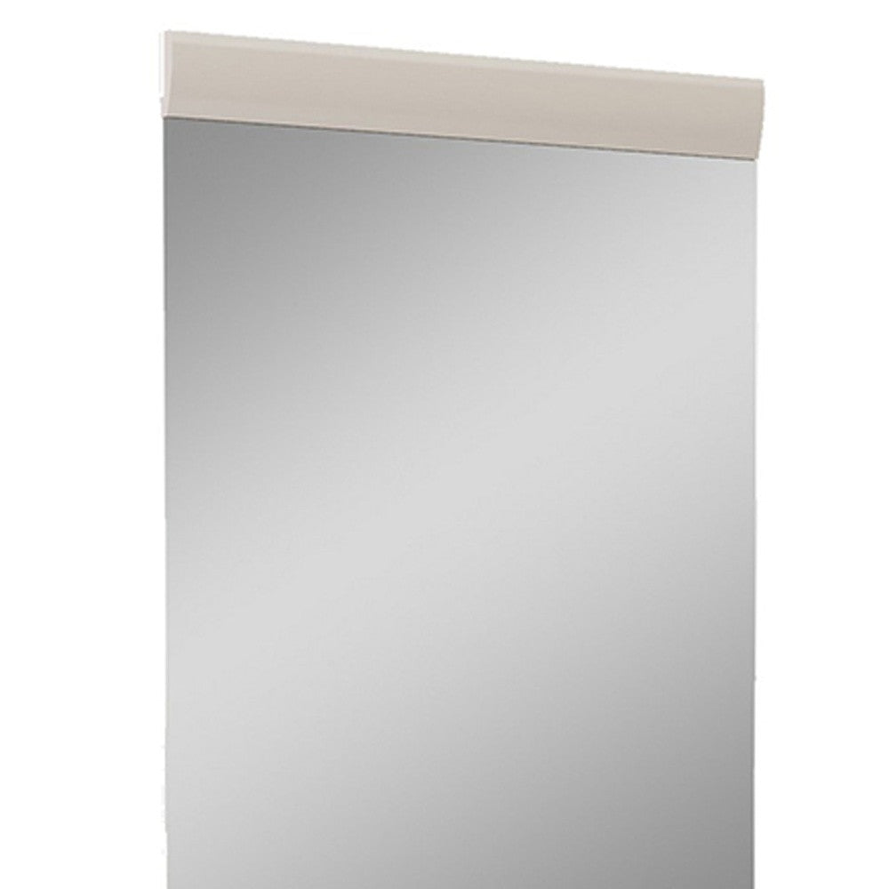 47" Beige Wood Dresser Mount Framed Mirror