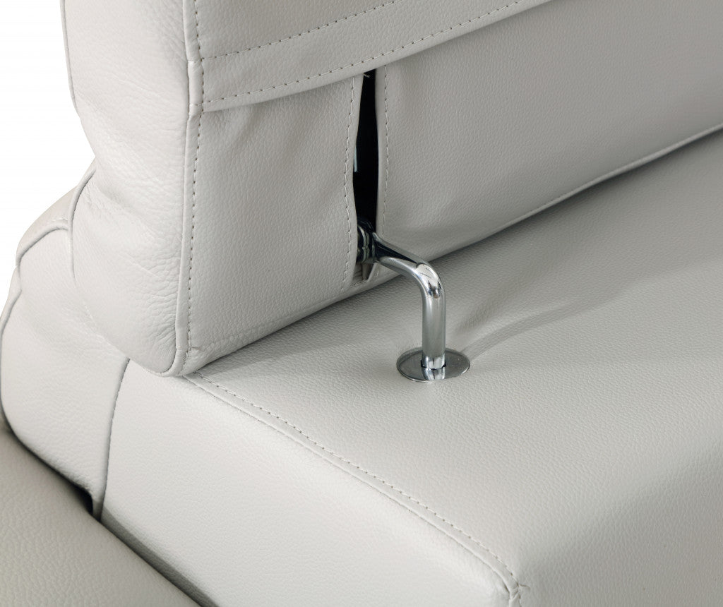 51" Gray And Silver Genuine Leather Chair and a Half