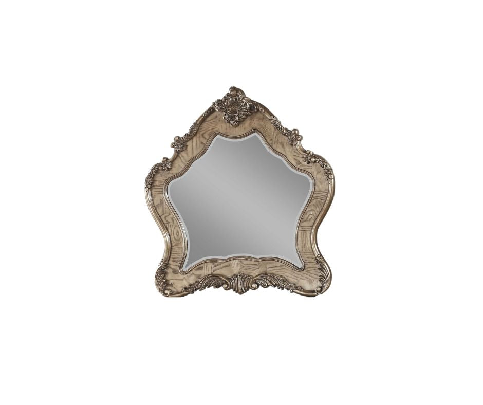 48" Oak Abstract Wood Framed Mounted Dresser Mirror