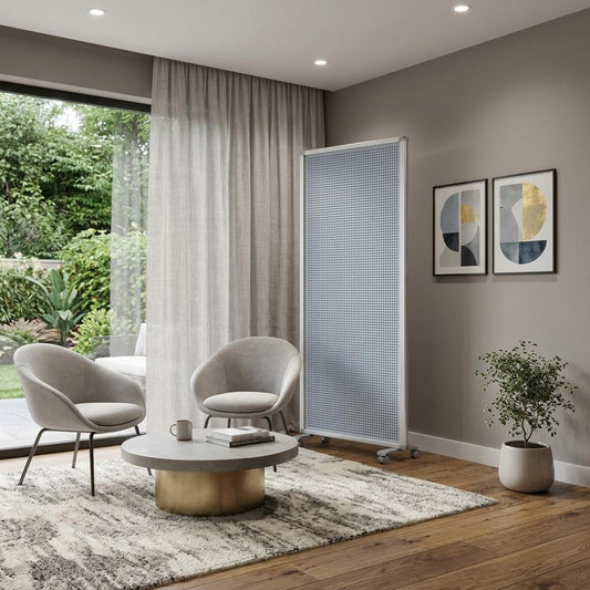 71" White Iron Folding Six Panel Screen Room Divider