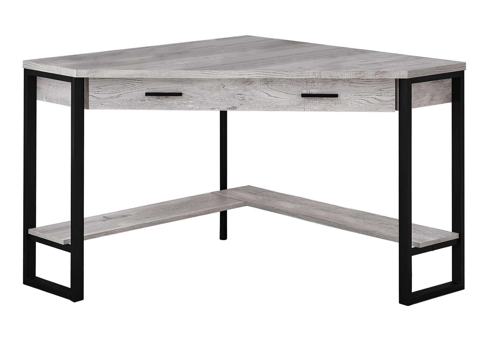 42" Gray and Black Corner Computer Desk