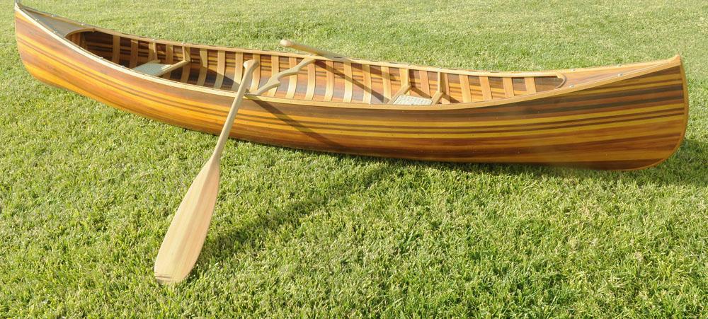 16" Wood Brown Solid Wood Hand Painted Model Boat Tabletop Sculpture