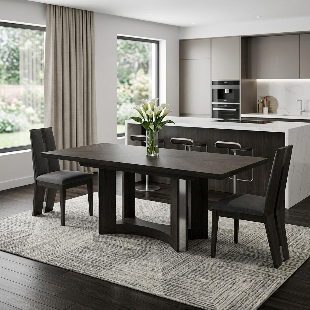 98" Dark Gray Solid Wood Dining Table