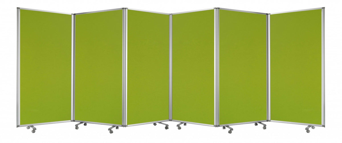71" Green Iron Folding Six Panel Screen Room Divider