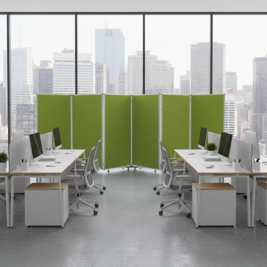 71" Green Iron Folding Six Panel Screen Room Divider