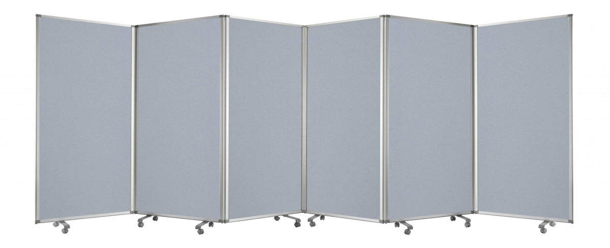 71" Gray Iron Folding Six Panel Screen Room Divider