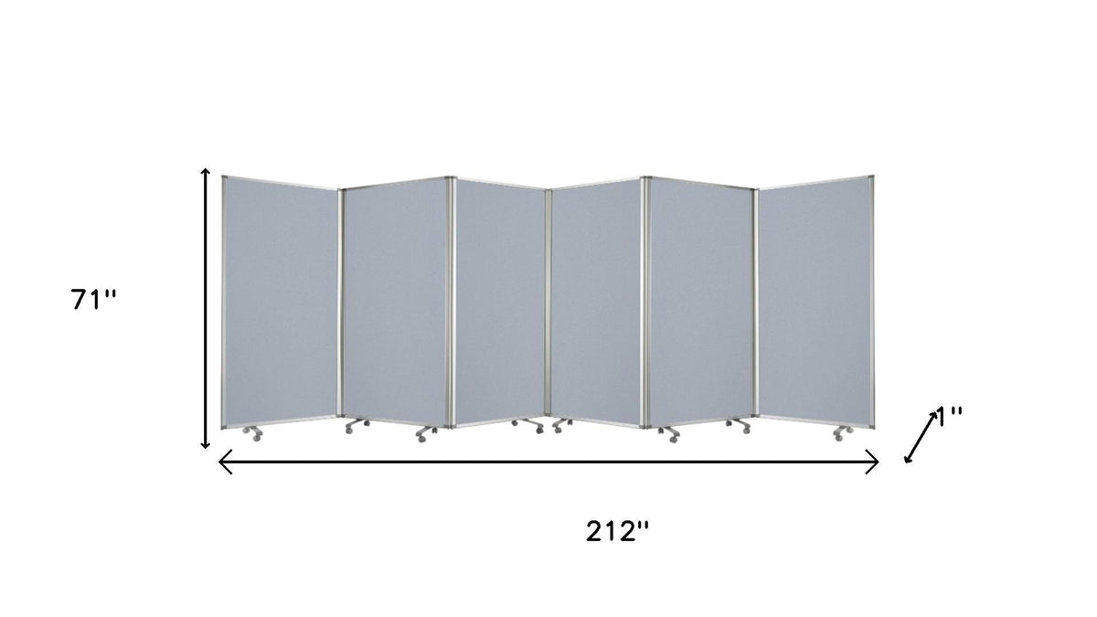 71" Gray Iron Folding Six Panel Screen Room Divider