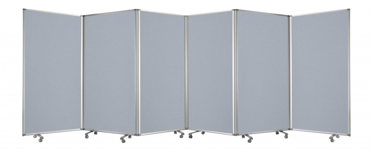 71" Gray Iron Folding Six Panel Screen Room Divider