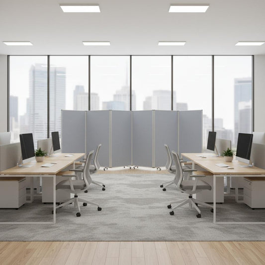 71" Gray Iron Folding Six Panel Screen Room Divider