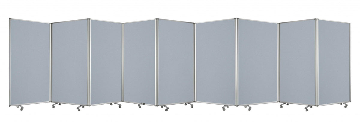 71" Gray Iron Folding Nine Panel Screen Room Divider