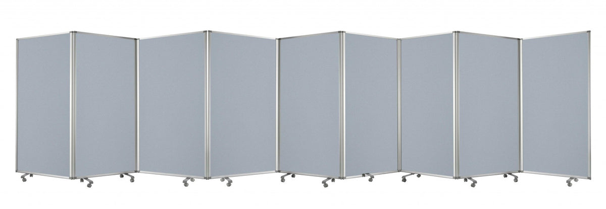 71" Gray Iron Folding Nine Panel Screen Room Divider