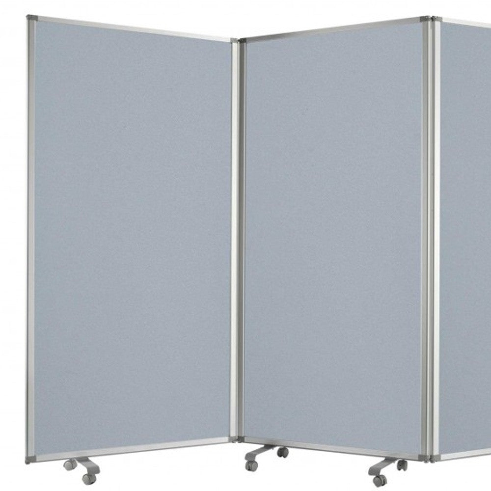 71" Gray Iron Folding Nine Panel Screen Room Divider