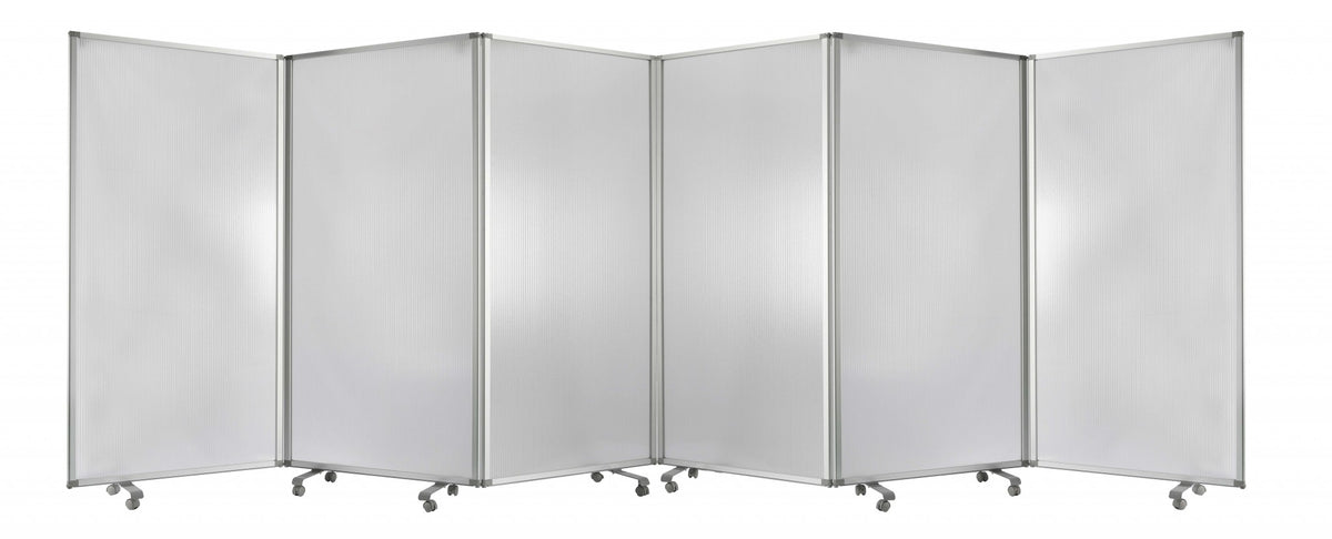 71" Clear Iron Folding Six Panel Screen Room Divider