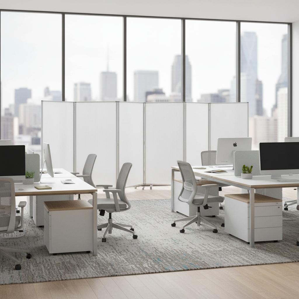 71" Clear Iron Folding Six Panel Screen Room Divider