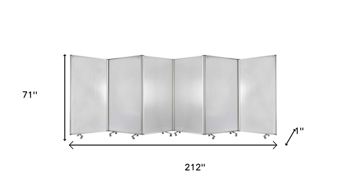 71" Clear Iron Folding Six Panel Screen Room Divider