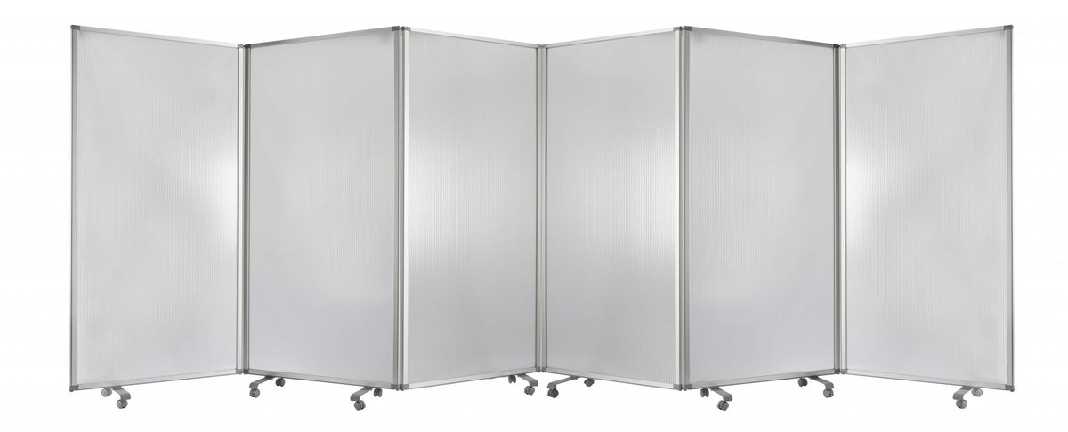 71" Clear Iron Folding Six Panel Screen Room Divider