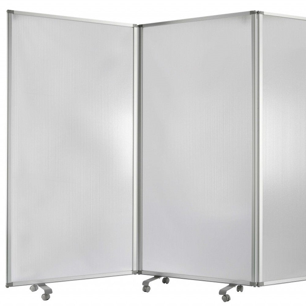71" Clear Iron Folding Six Panel Screen Room Divider