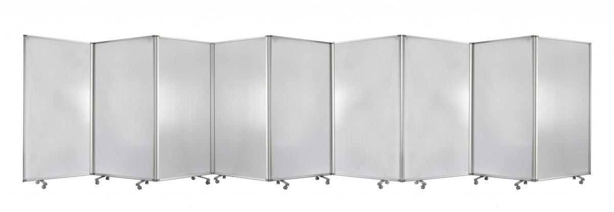 71" Clear Iron Folding Nine Panel Screen Room Divider