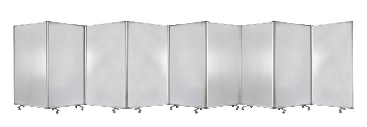 71" Clear Iron Folding Nine Panel Screen Room Divider