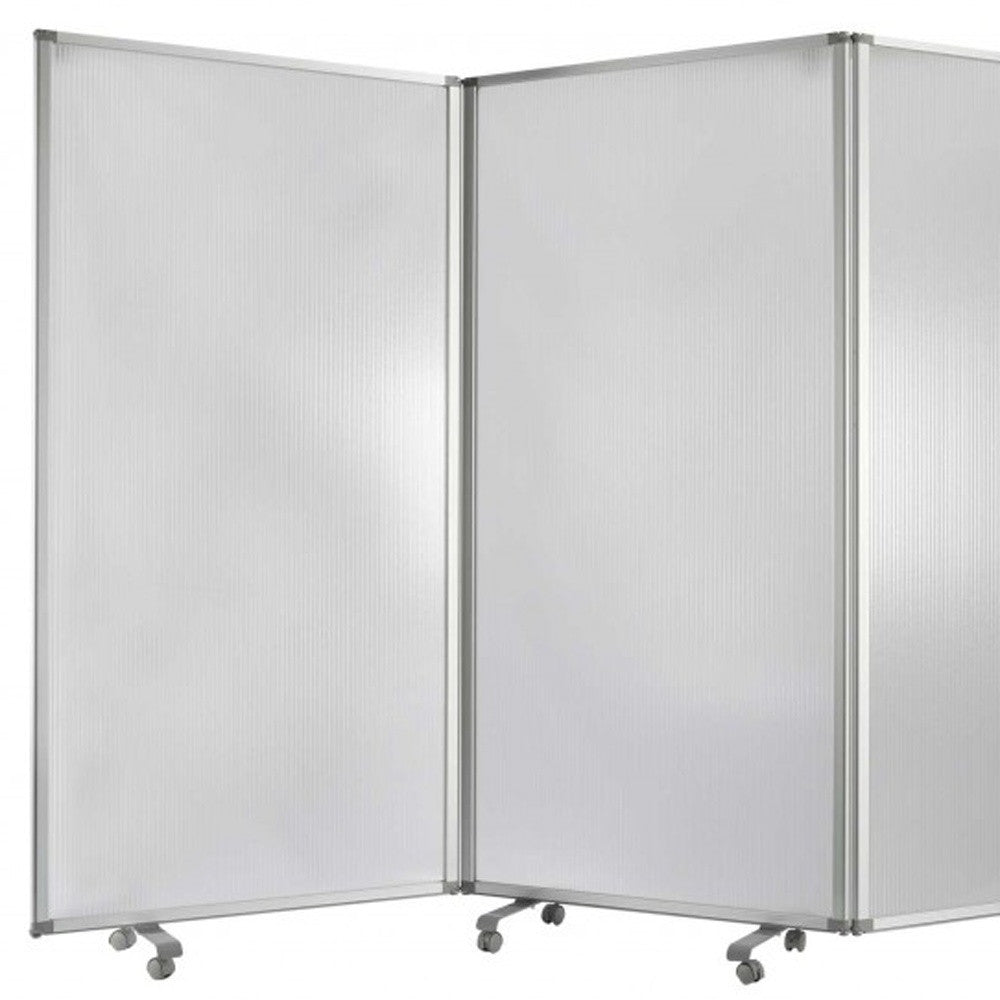 71" Clear Iron Folding Nine Panel Screen Room Divider