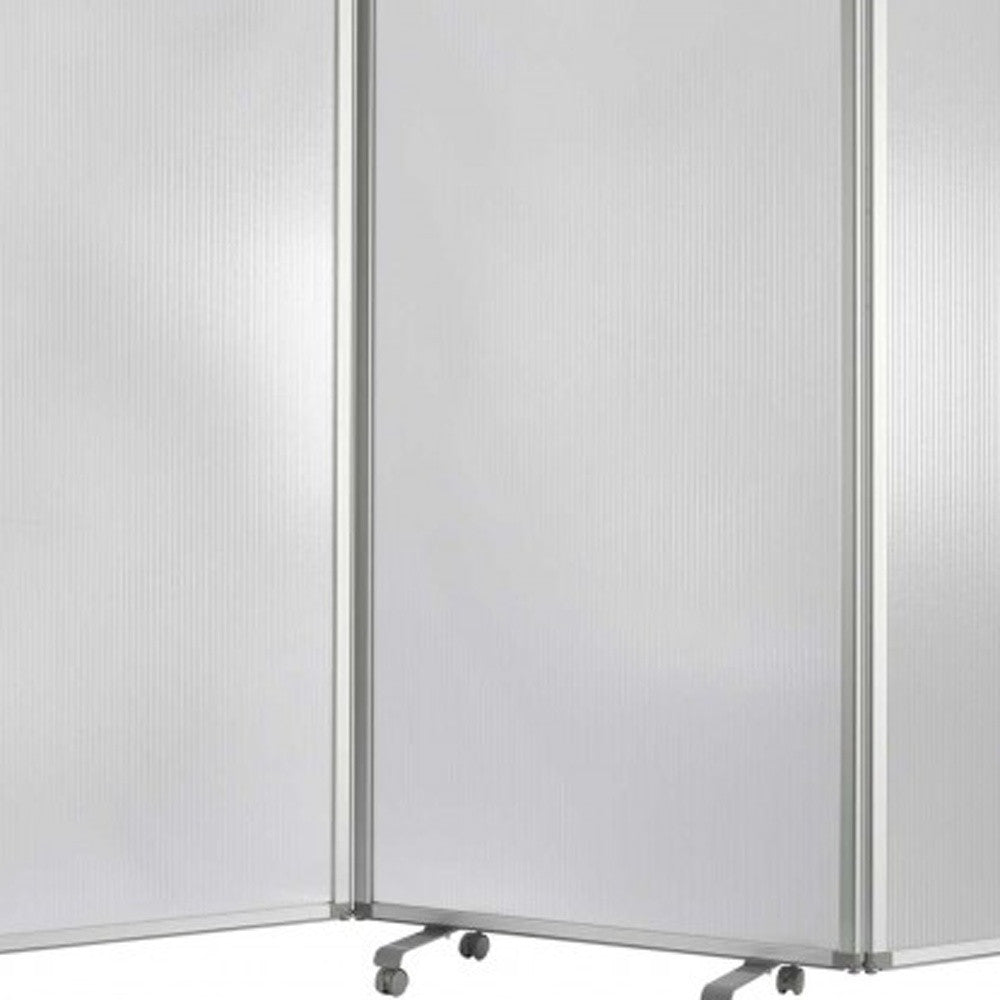 71" Clear Iron Folding Nine Panel Screen Room Divider