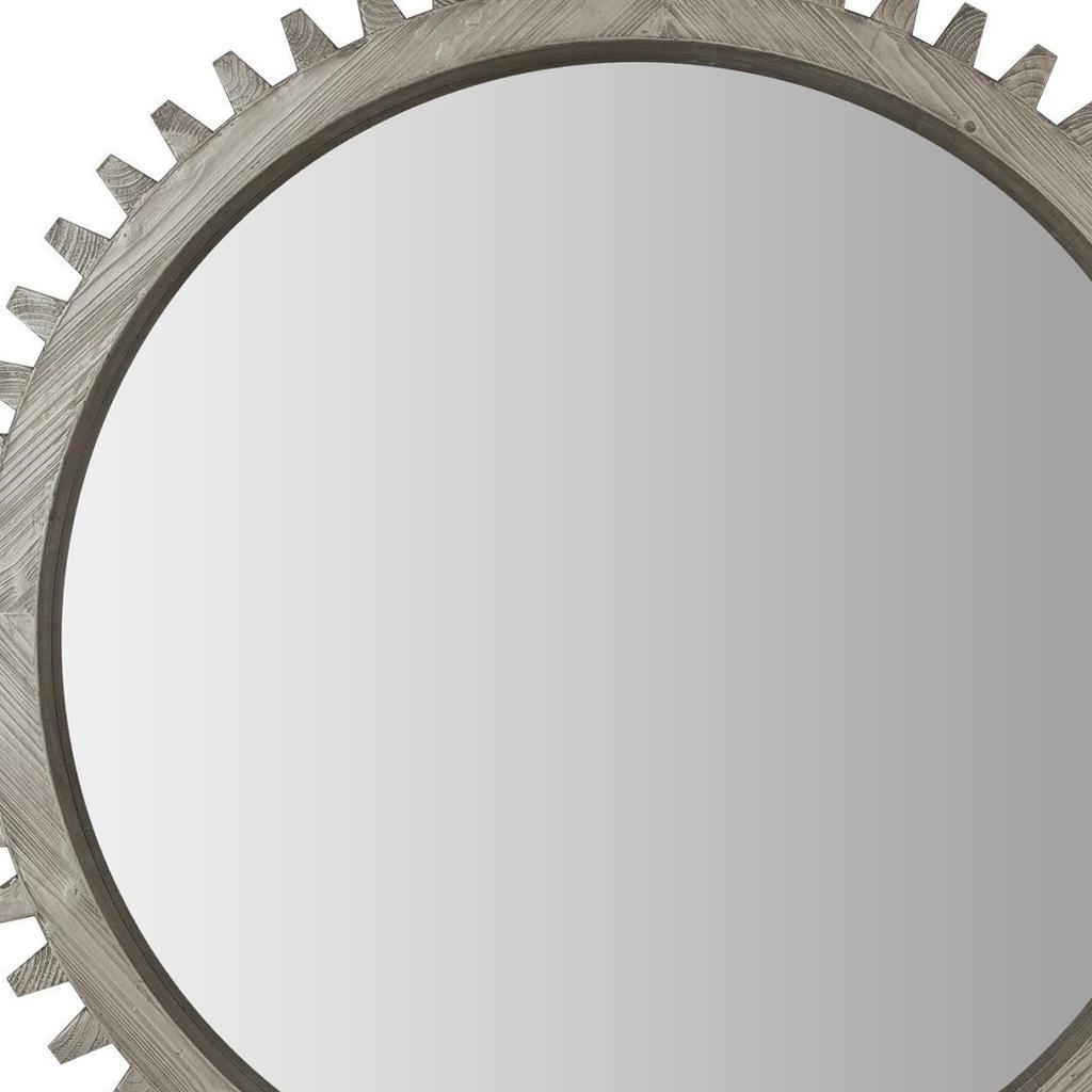 44" Silver Abstract Wood Framed Accent Mirror