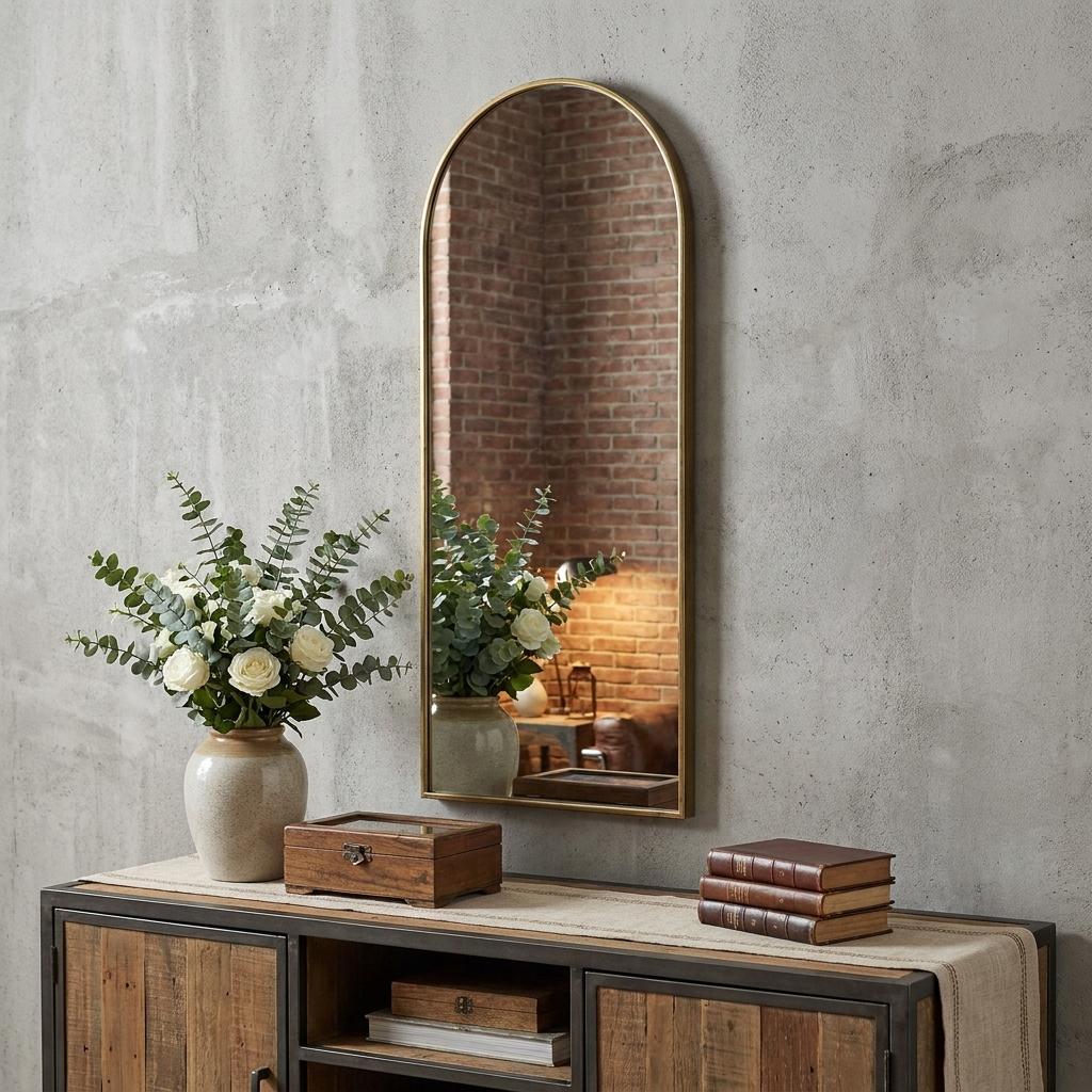 70" Gold Arch Metal Framed Accent Mirror