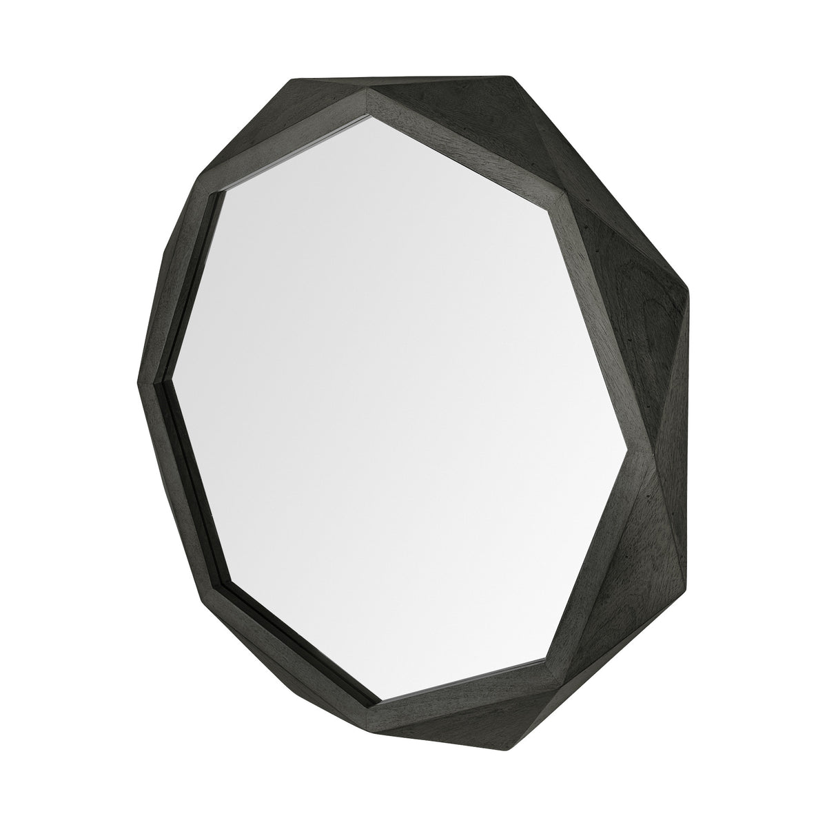 41" Black Solid Wood Octagon Framed
