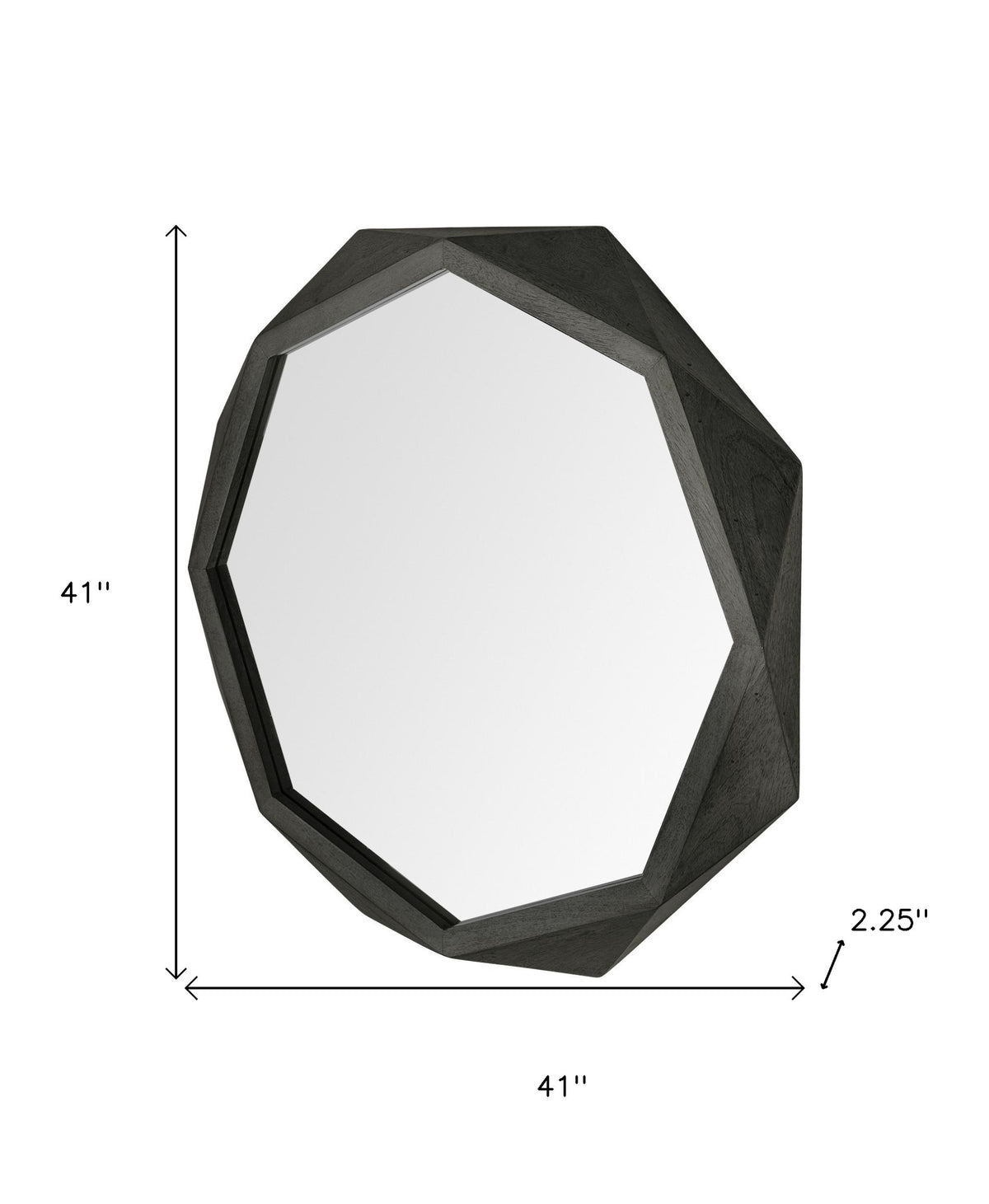 41" Black Solid Wood Octagon Framed