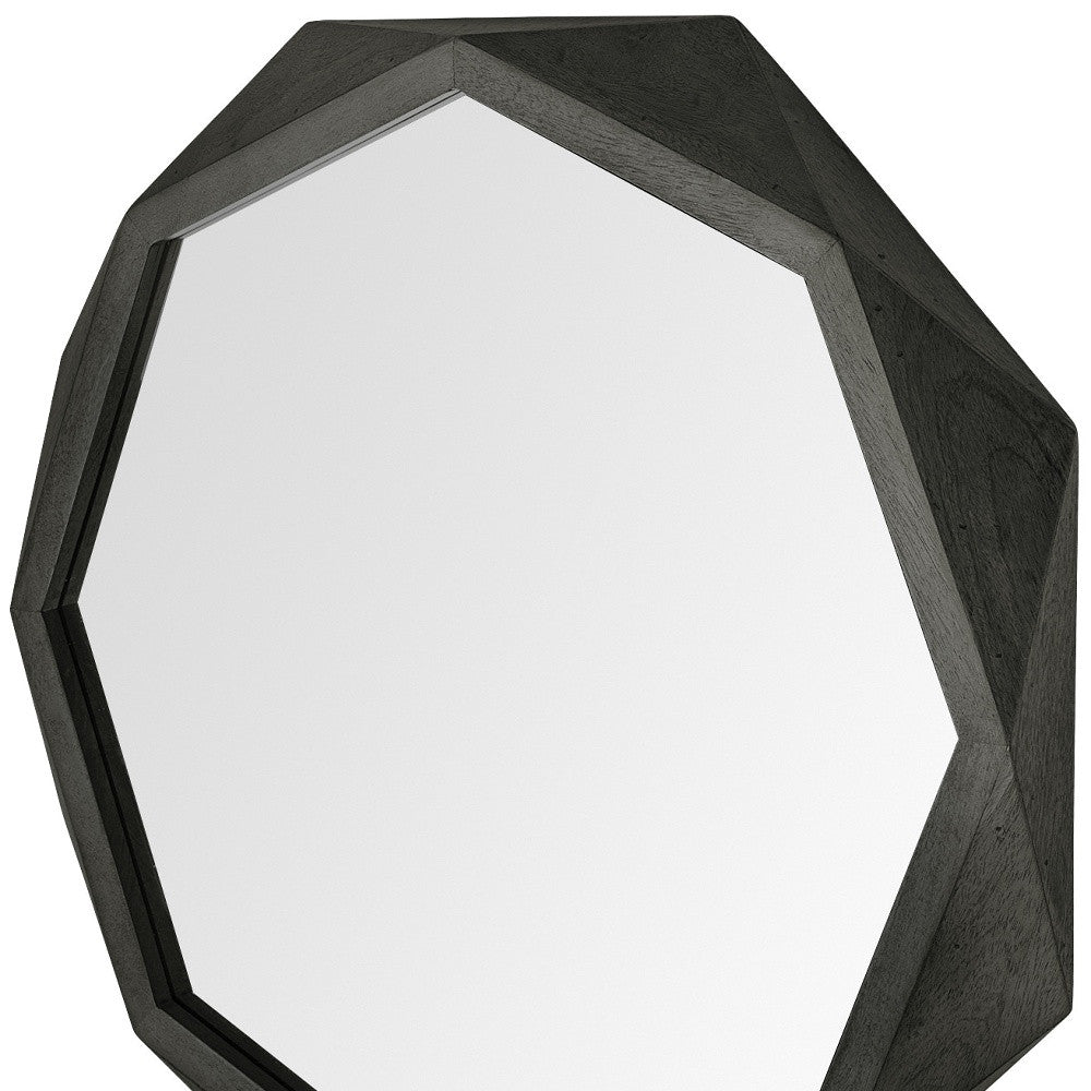 41" Black Solid Wood Octagon Framed