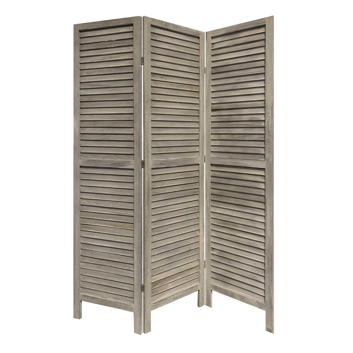 67" Gray Folding Three Panel Screen Room Divider