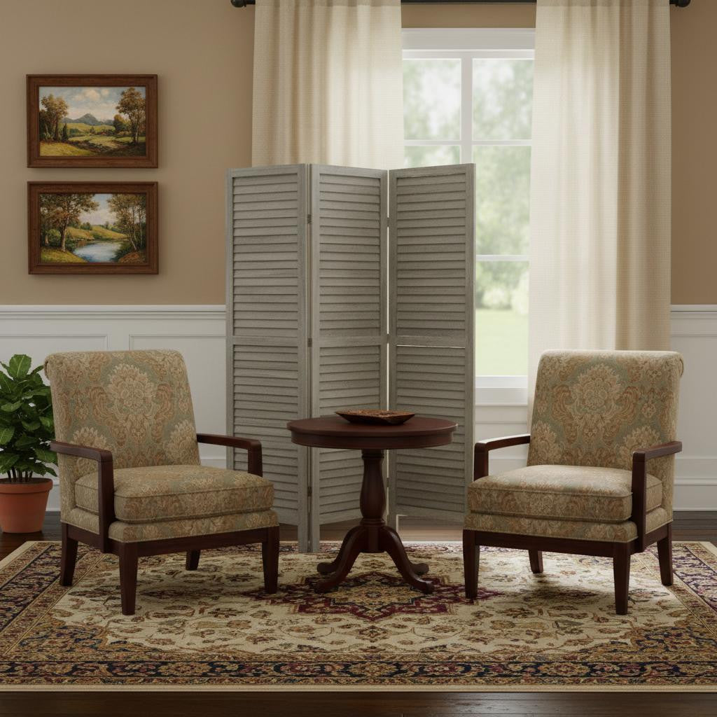 67" Gray Folding Three Panel Screen Room Divider