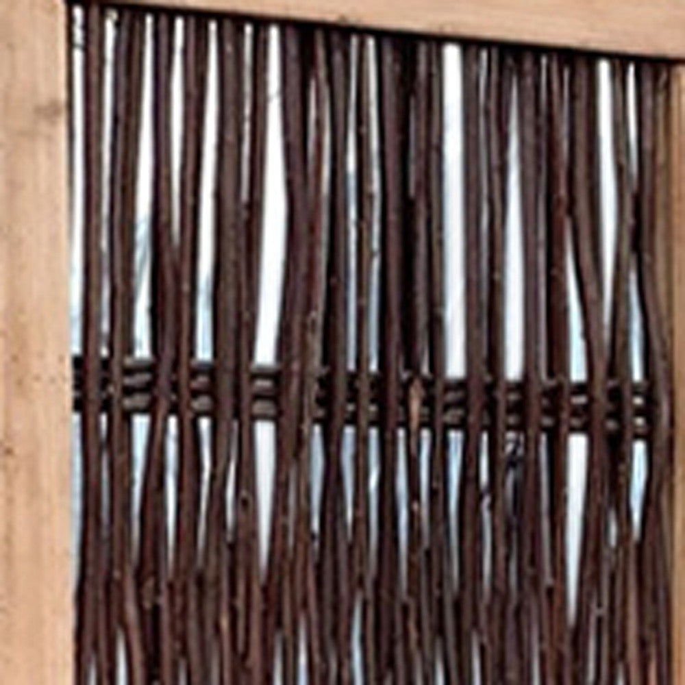 71" Brown Solid Wood Folding Three Panel Screen Room Divider
