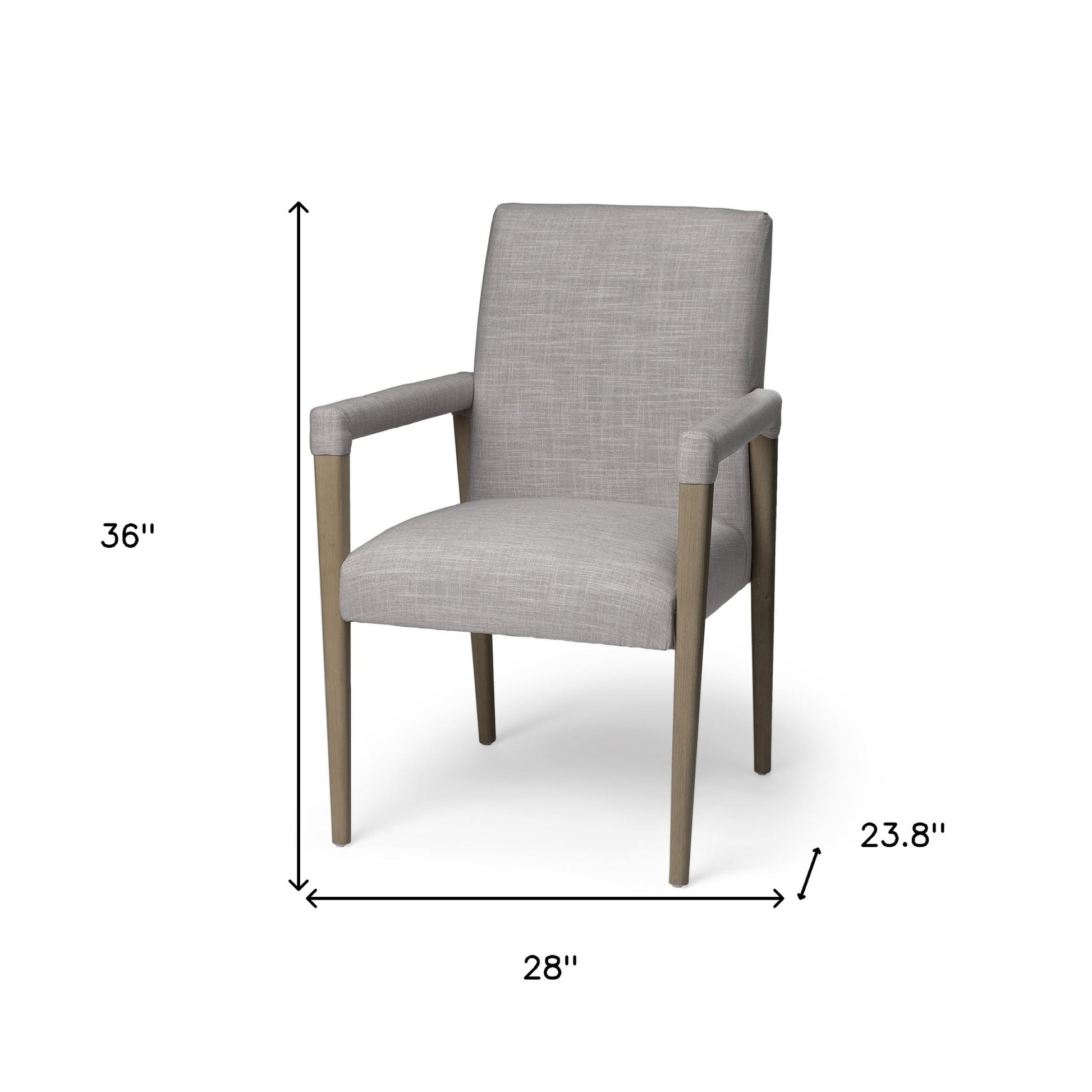 Gray and Brown Upholstered Fabric King Louis Back Dining Arm Chair