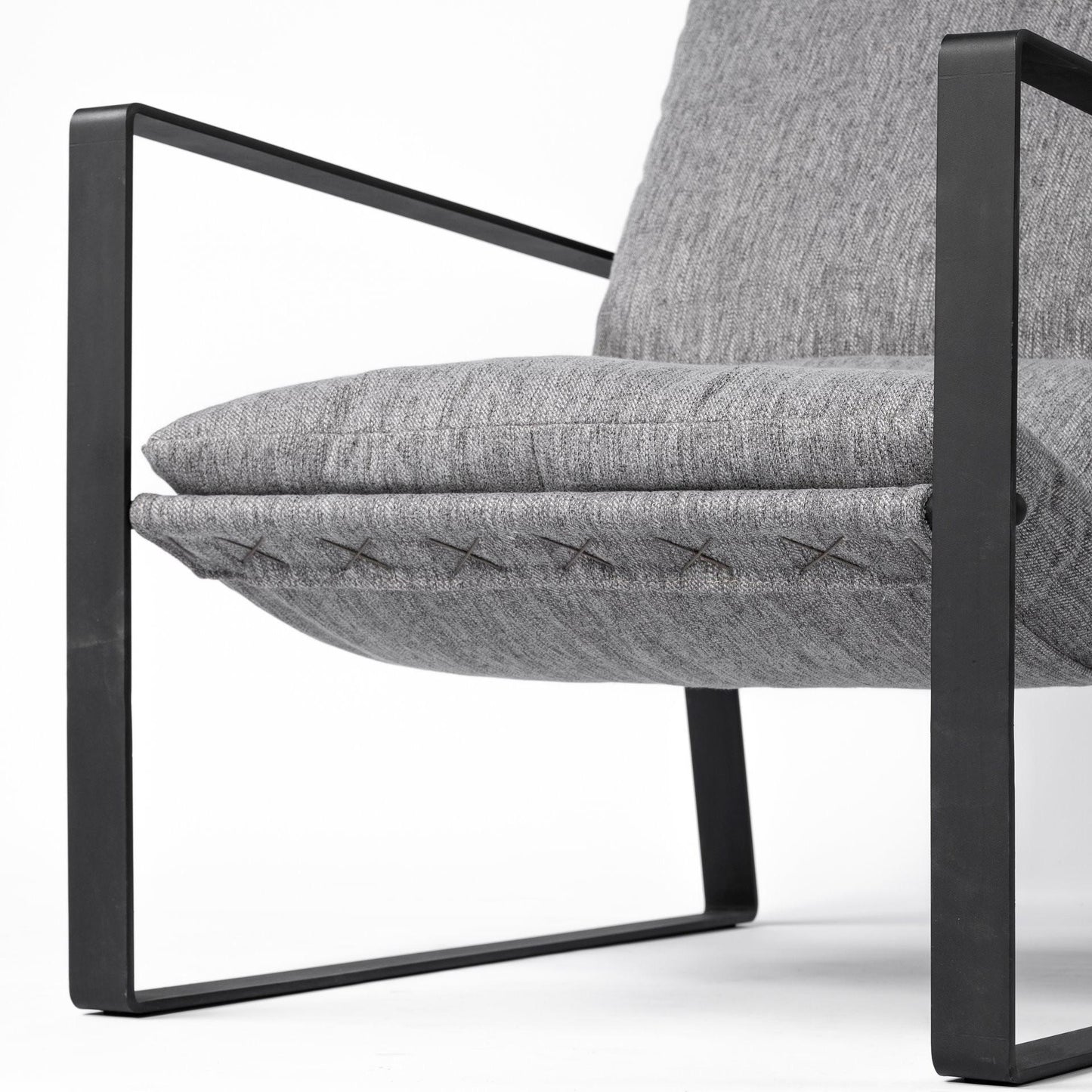 35" Gray and Black Fabric Wingback Chair