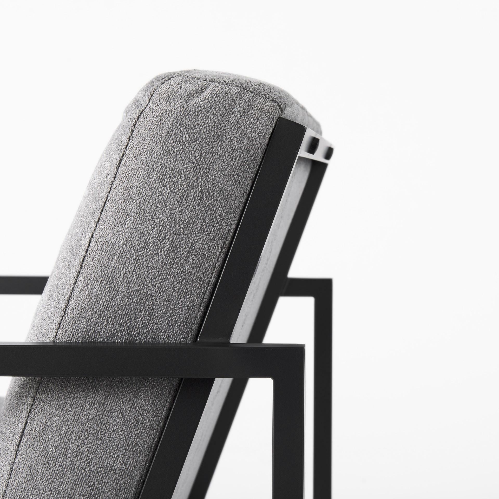 33" Gray and Black Fabric Wingback Chair