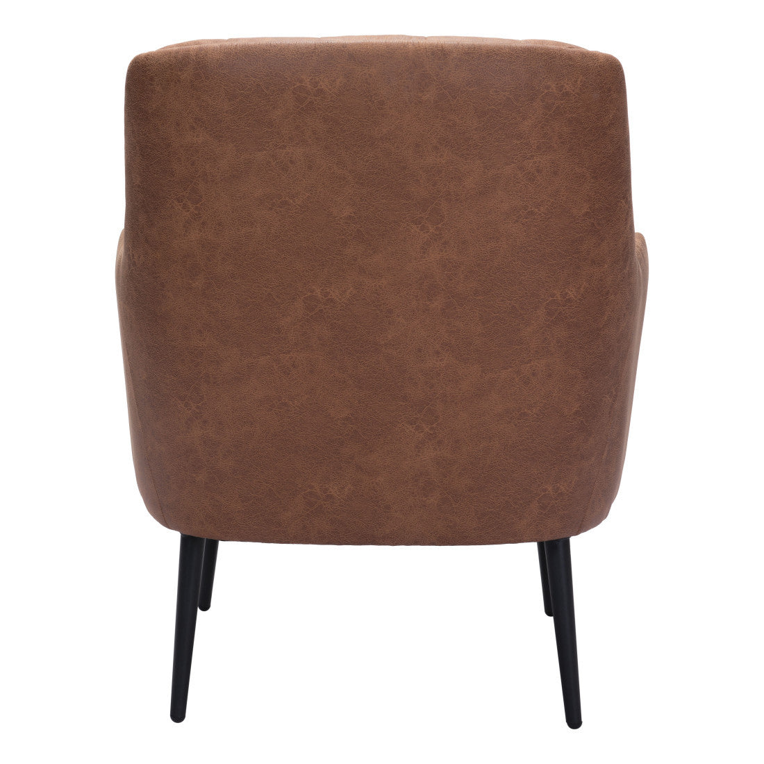 29" Brown And Black Faux Leather And Upholstered Tufted Chesterfield Chair