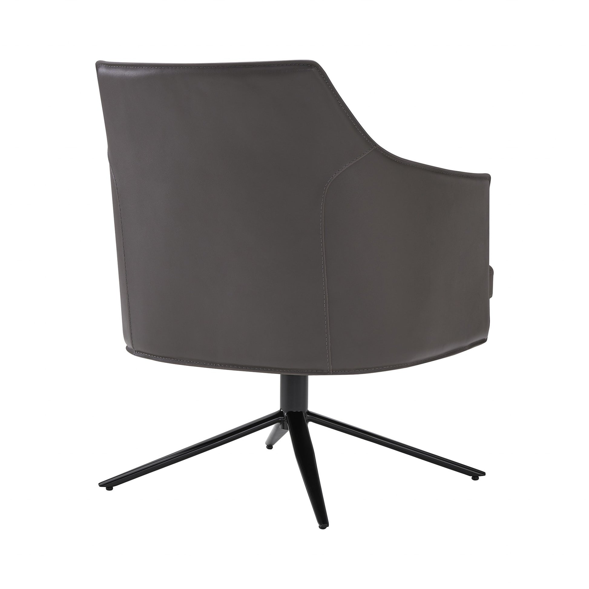 26" Gray and Black Faux Leather Swivel Lounge Chair
