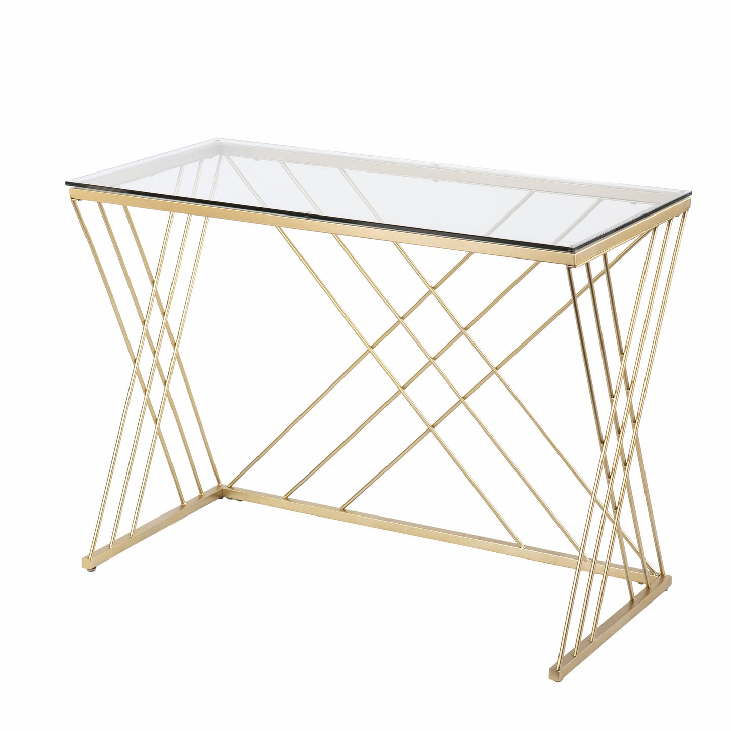 40" Clear and Gold Glass and Iron Sled