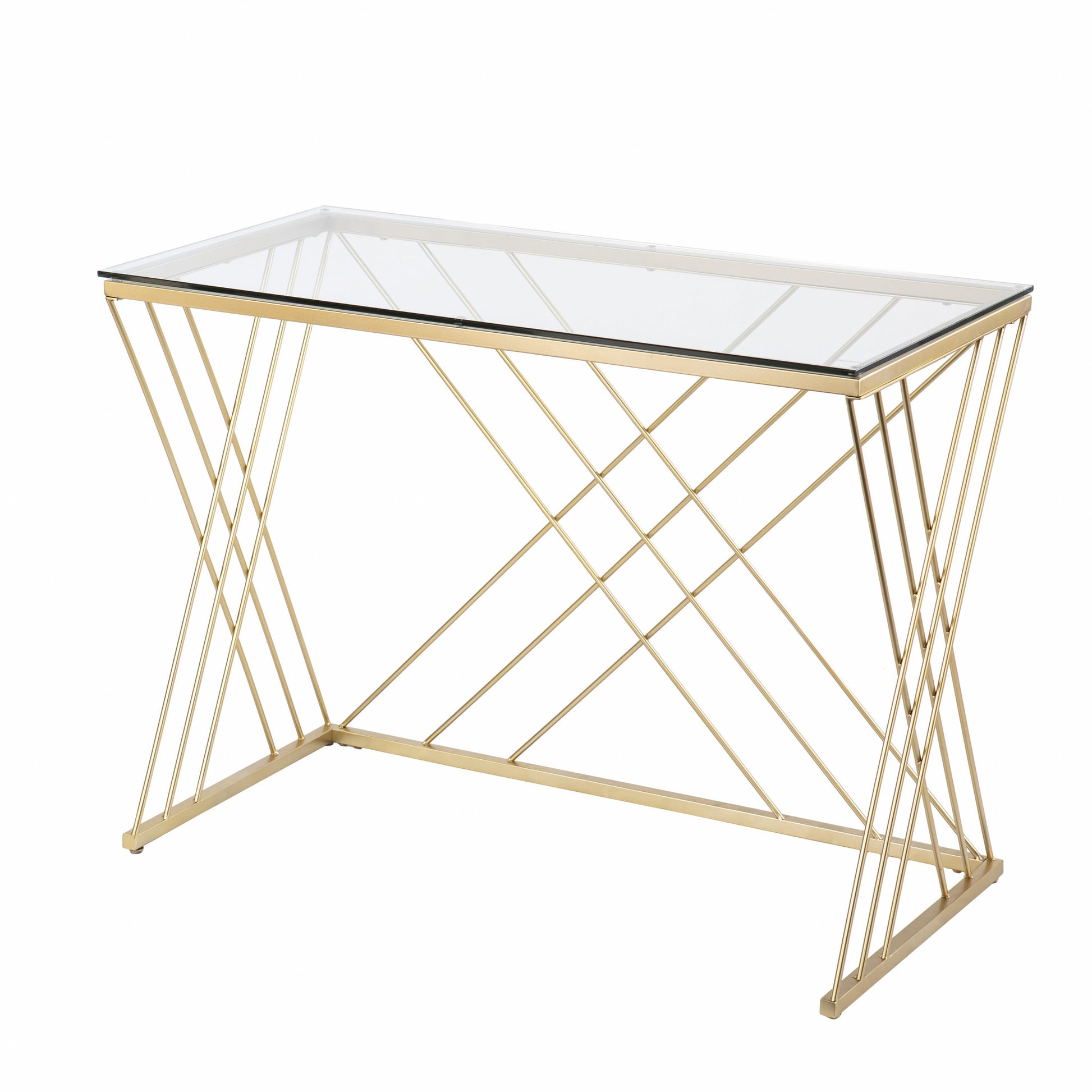 40" Clear and Gold Glass and Iron Sled