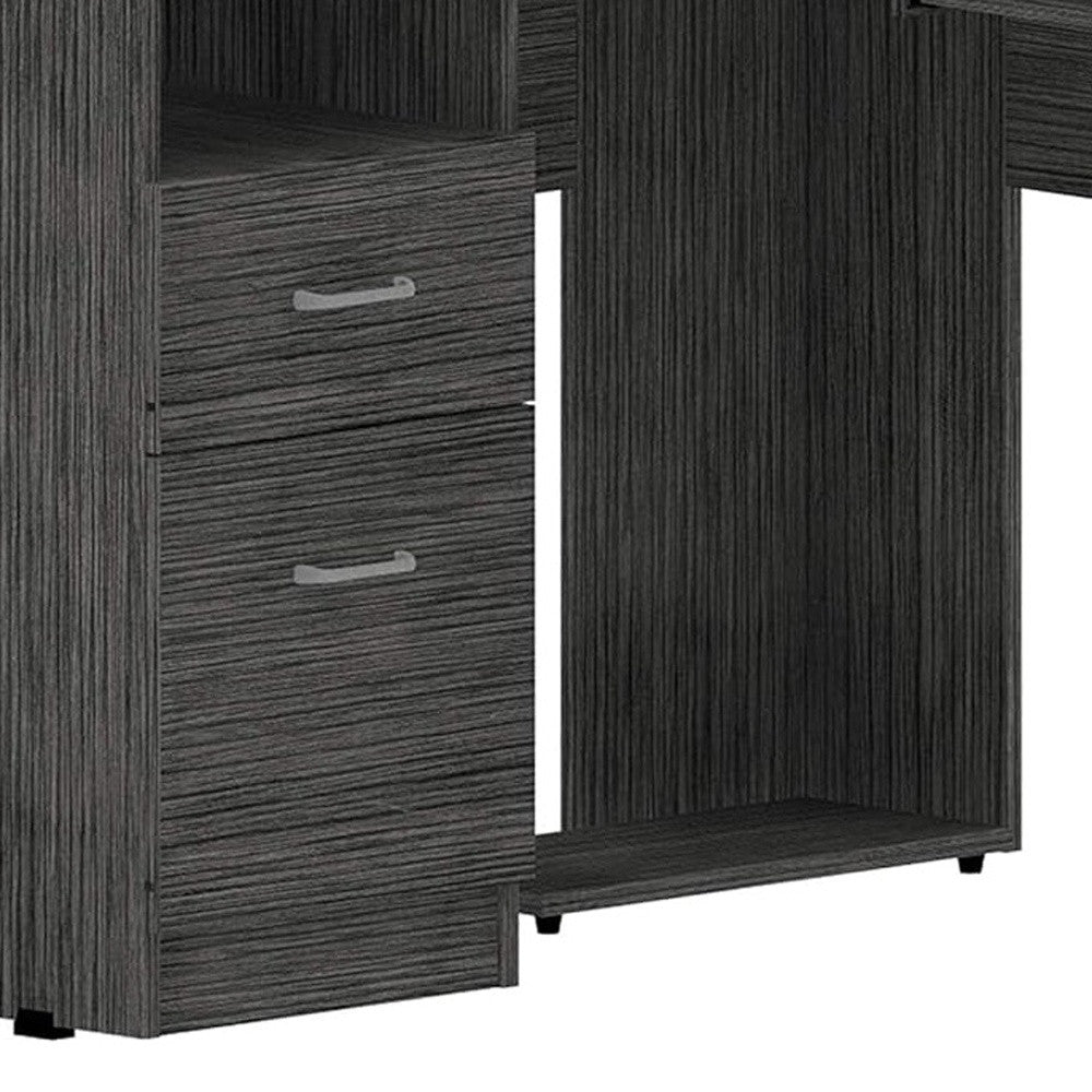 47" Gray L Shape Computer Desk With Two Drawers