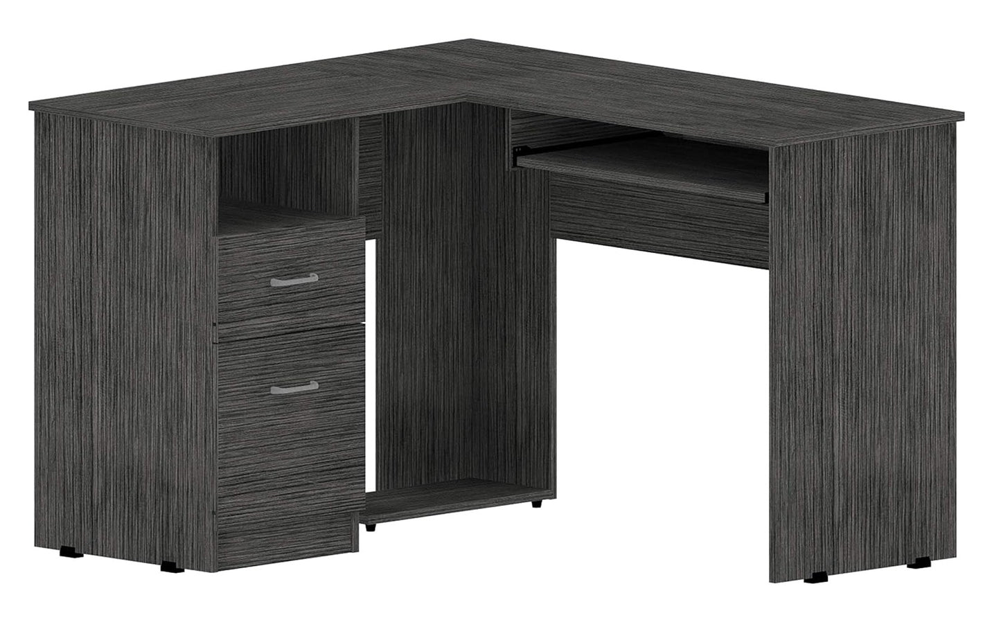 47" Gray L Shape Computer Desk With Two Drawers