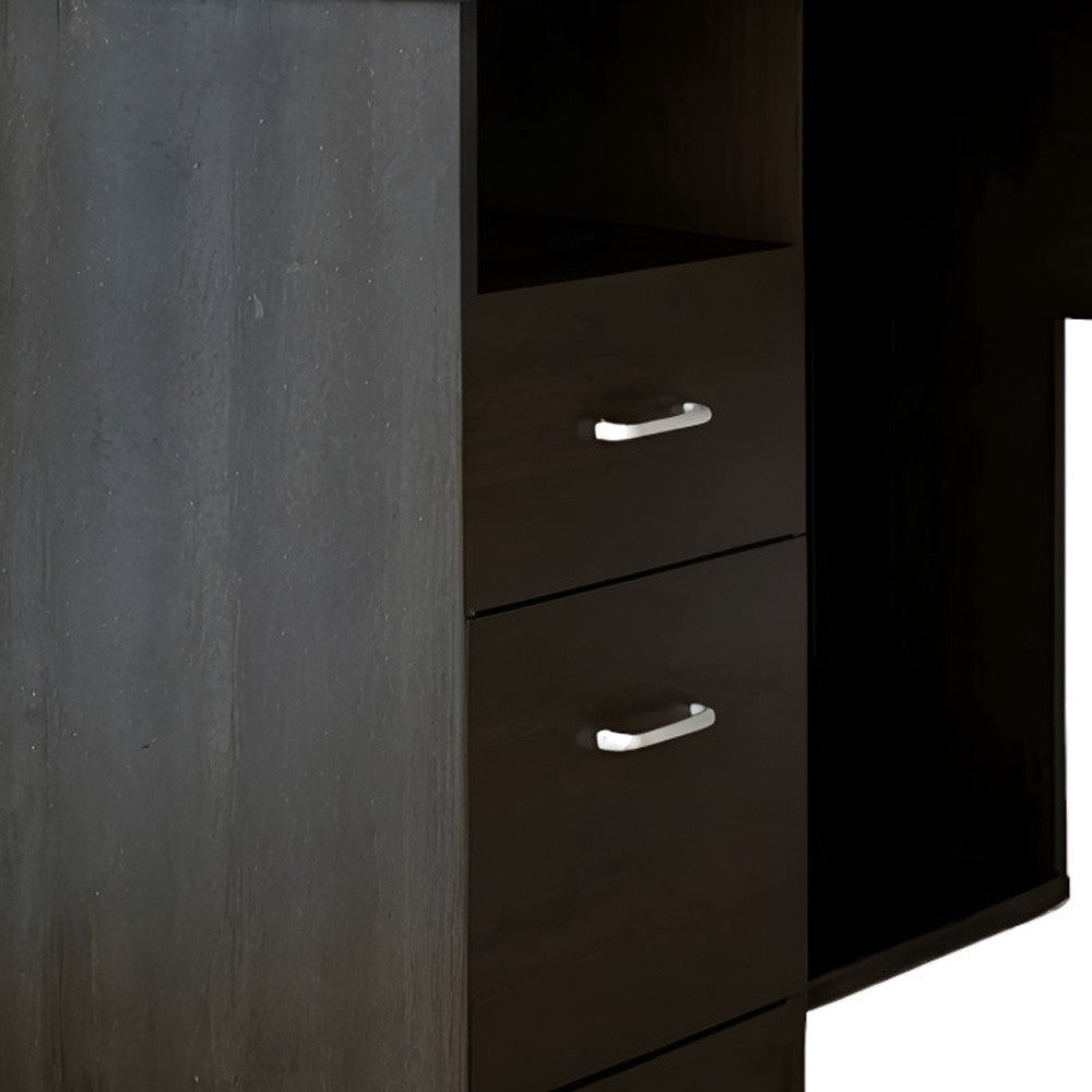 47" Black L Shape Computer Desk With Two Drawers