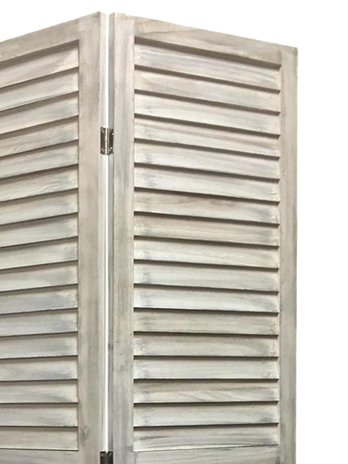 67" White Solid Wood Folding Three Panel Screen Room Divider