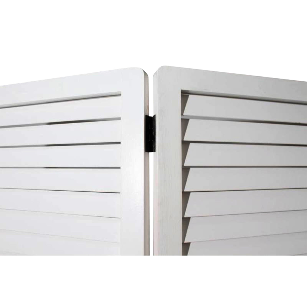 67" White Solid Wood Folding Three Panel Screen Room Divider