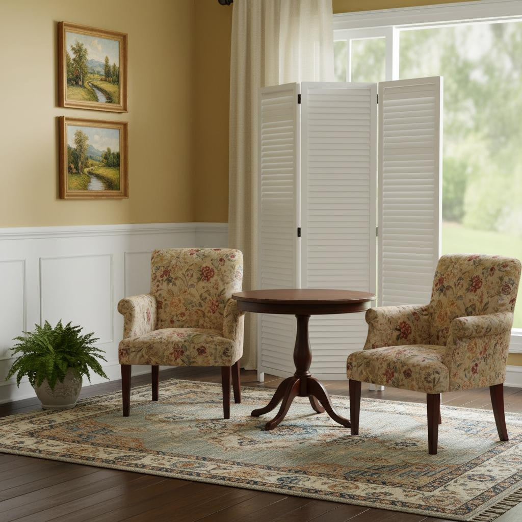 67" White Solid Wood Folding Three Panel Screen Room Divider