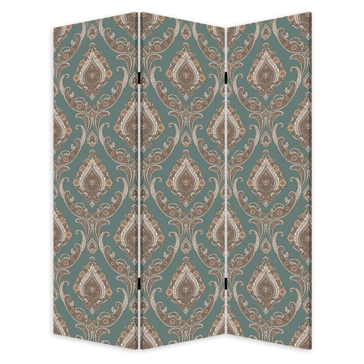 72" Green Folding Three Panel Screen Room Divider